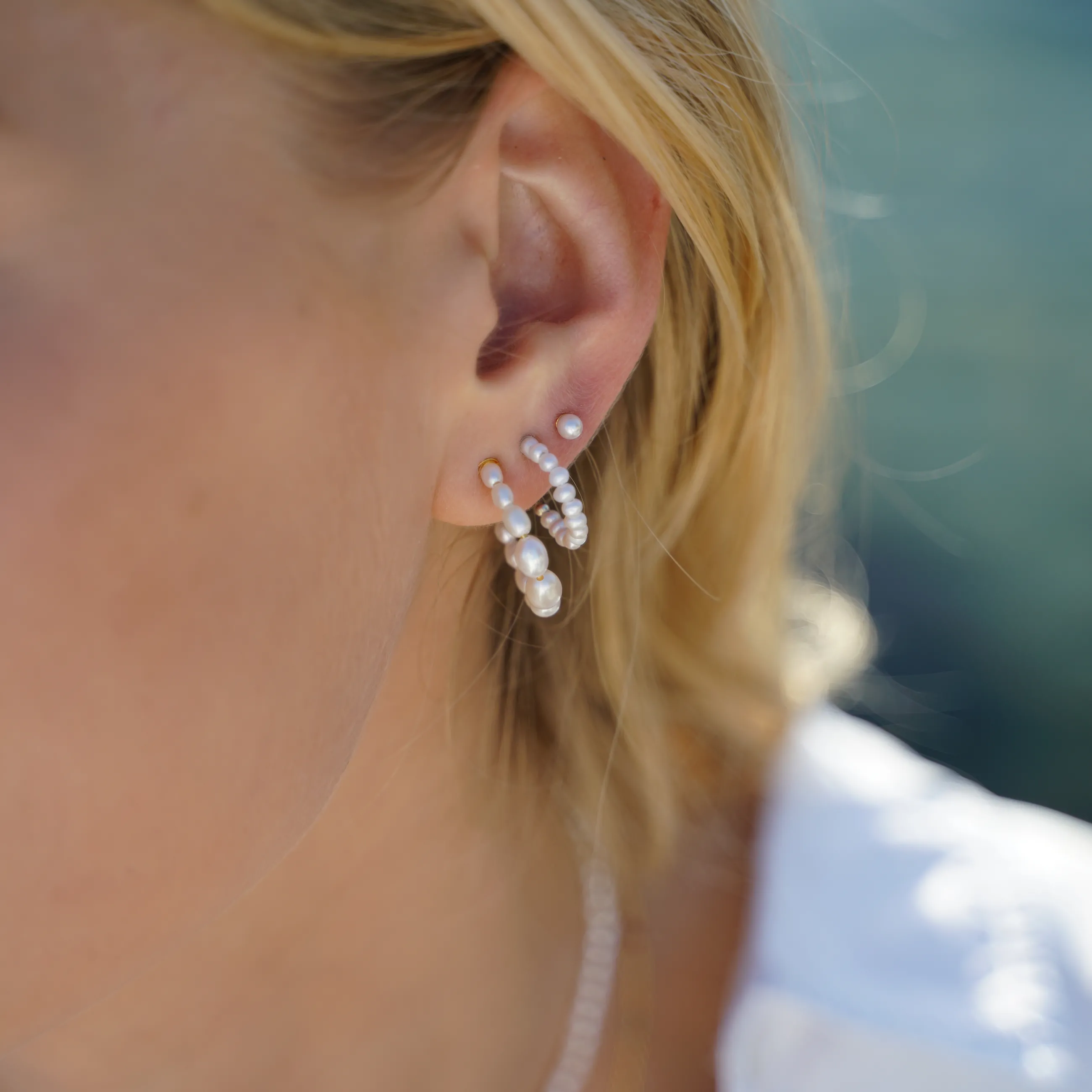 byBiehl® Danmark Aura Pearl Hoop Sterling sølv Cheap