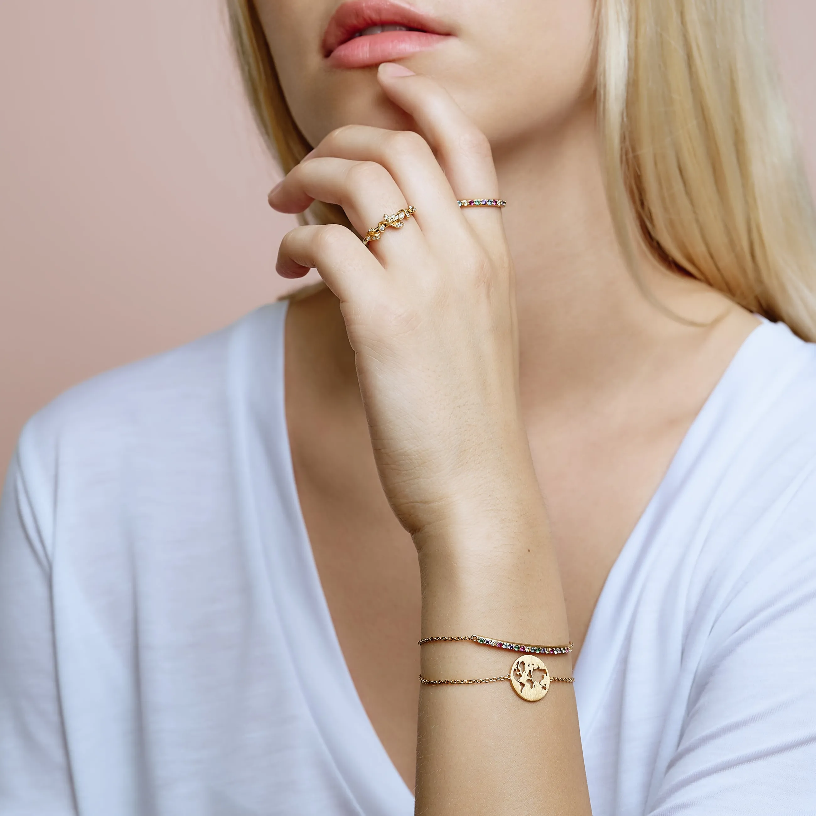 byBiehl® Danmark Beautiful World armbånd 14K forgyldt sølv Outlet