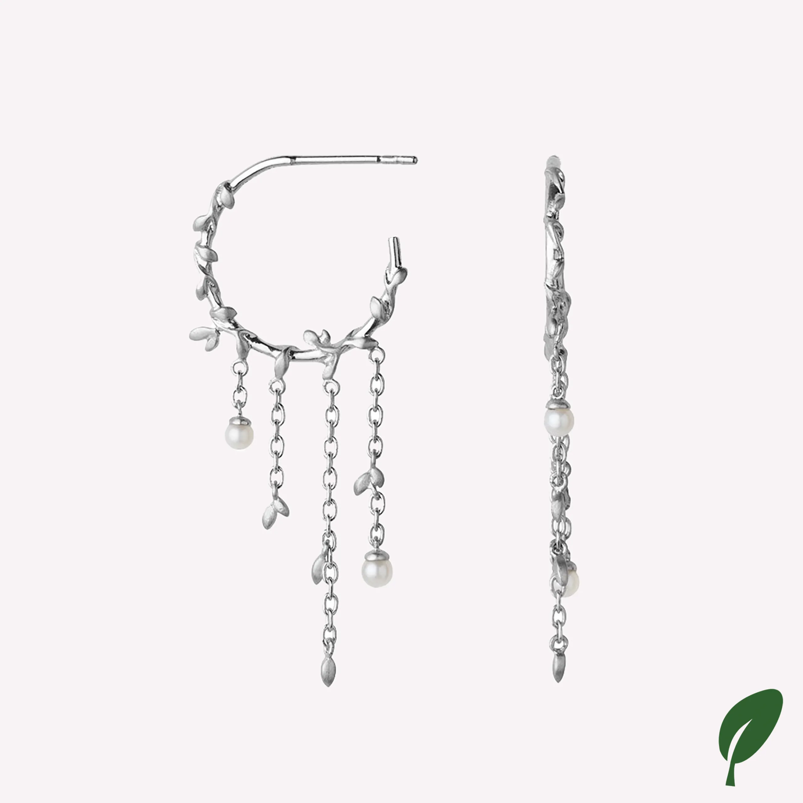 byBiehl® Danmark Jungle Ivy Hoops Pearl Sterling sølv / perle Outlet