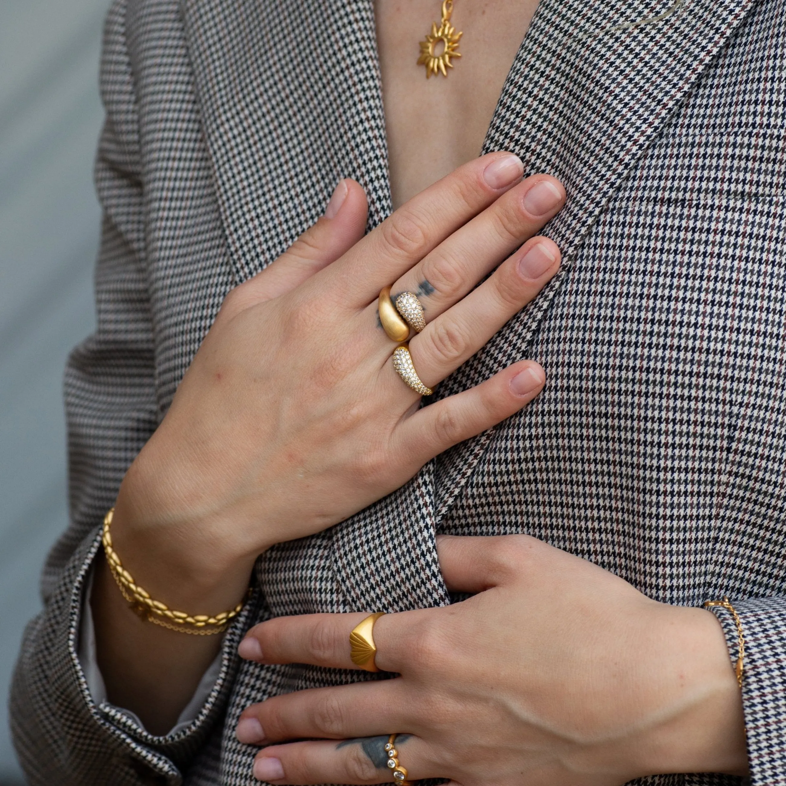 byBiehl® Danmark Ocean Flow Duo Sparkle ring 14K forgyldt sølv / Zirkonia Store