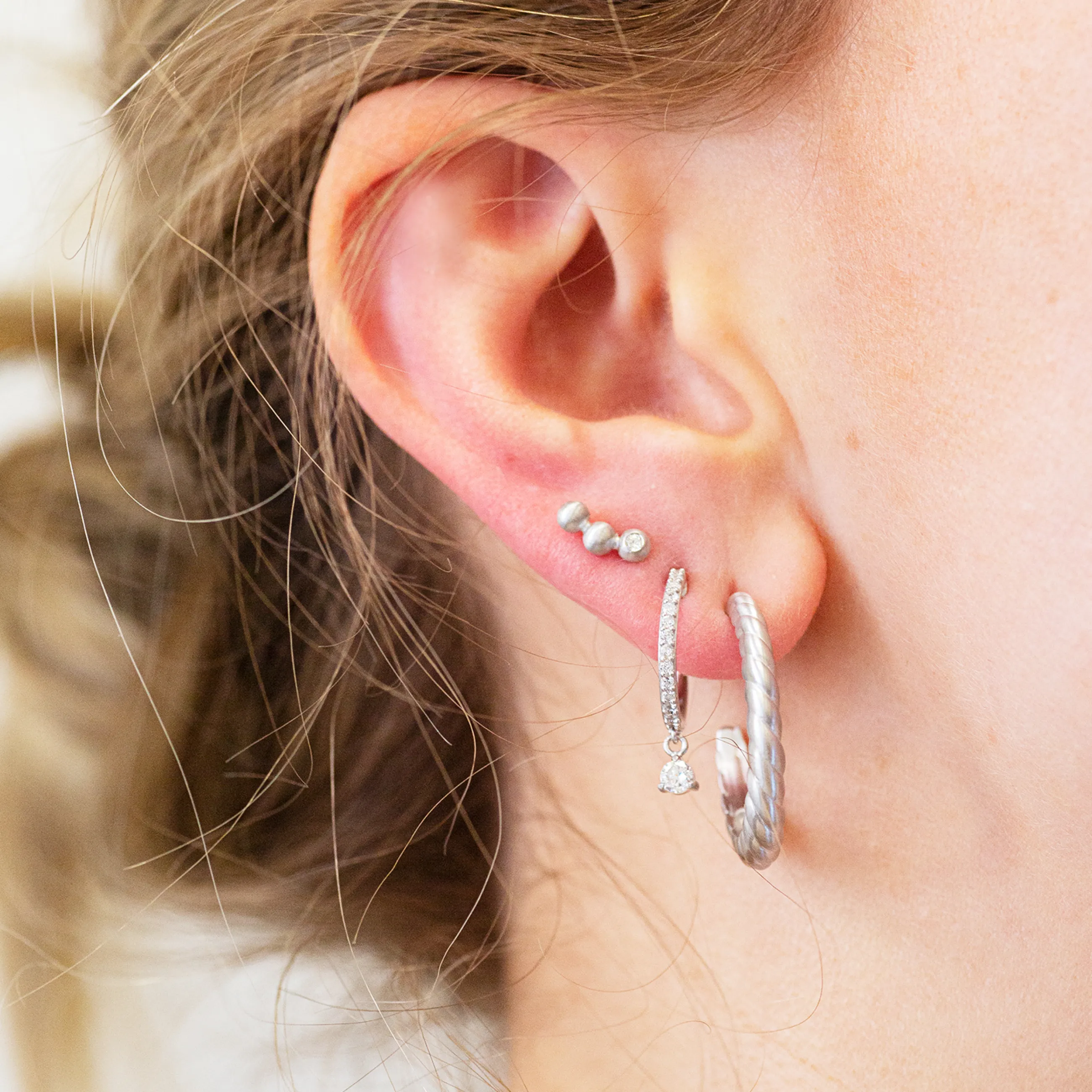 byBiehl® Danmark Pebbles 3 ørestikker Sterling sølv Best Sale