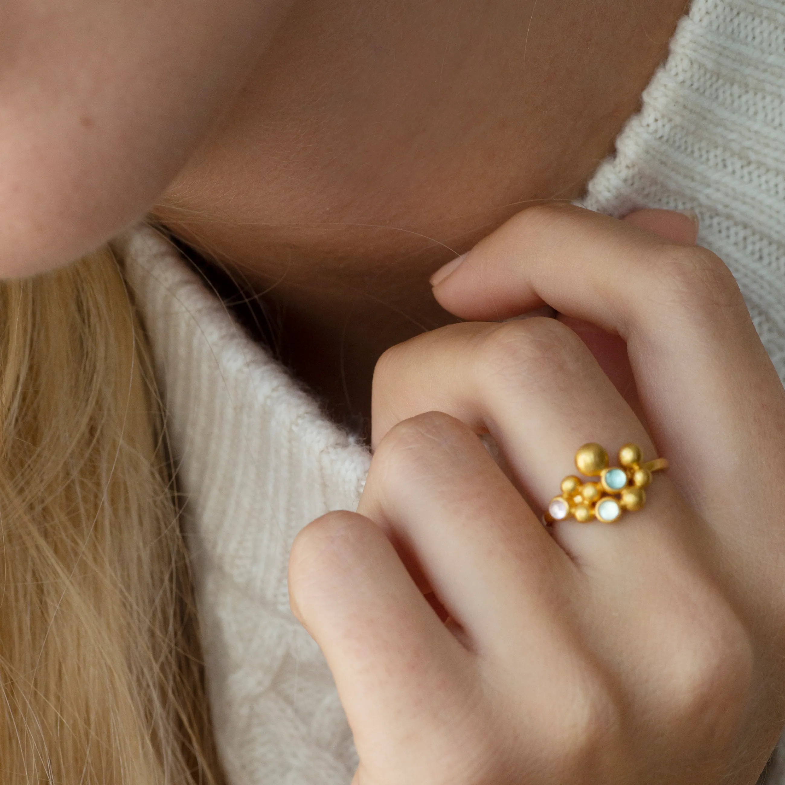 byBiehl® Danmark Pebbles Colors ring 14K forgyldt sølv / Colors Cheap