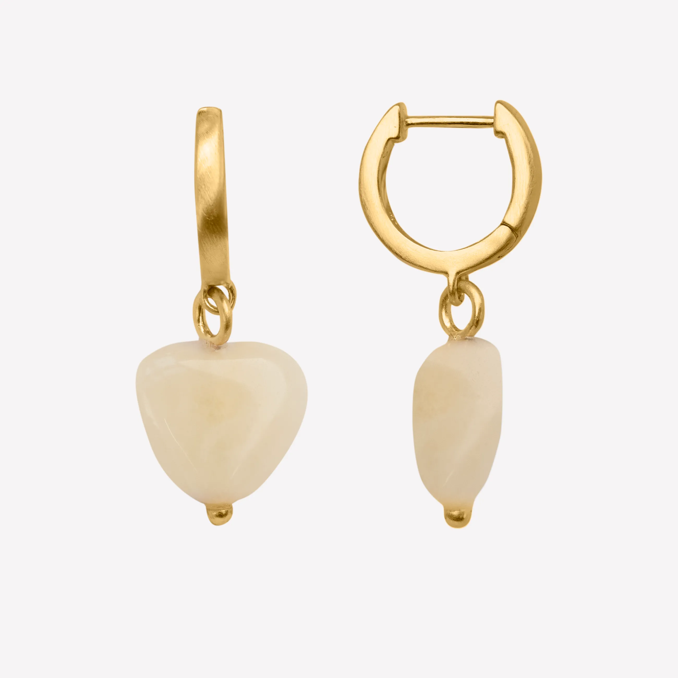 byBiehl® Danmark Soft Heart Hoop Cream 14K Guldbelagt / Gul jade Outlet