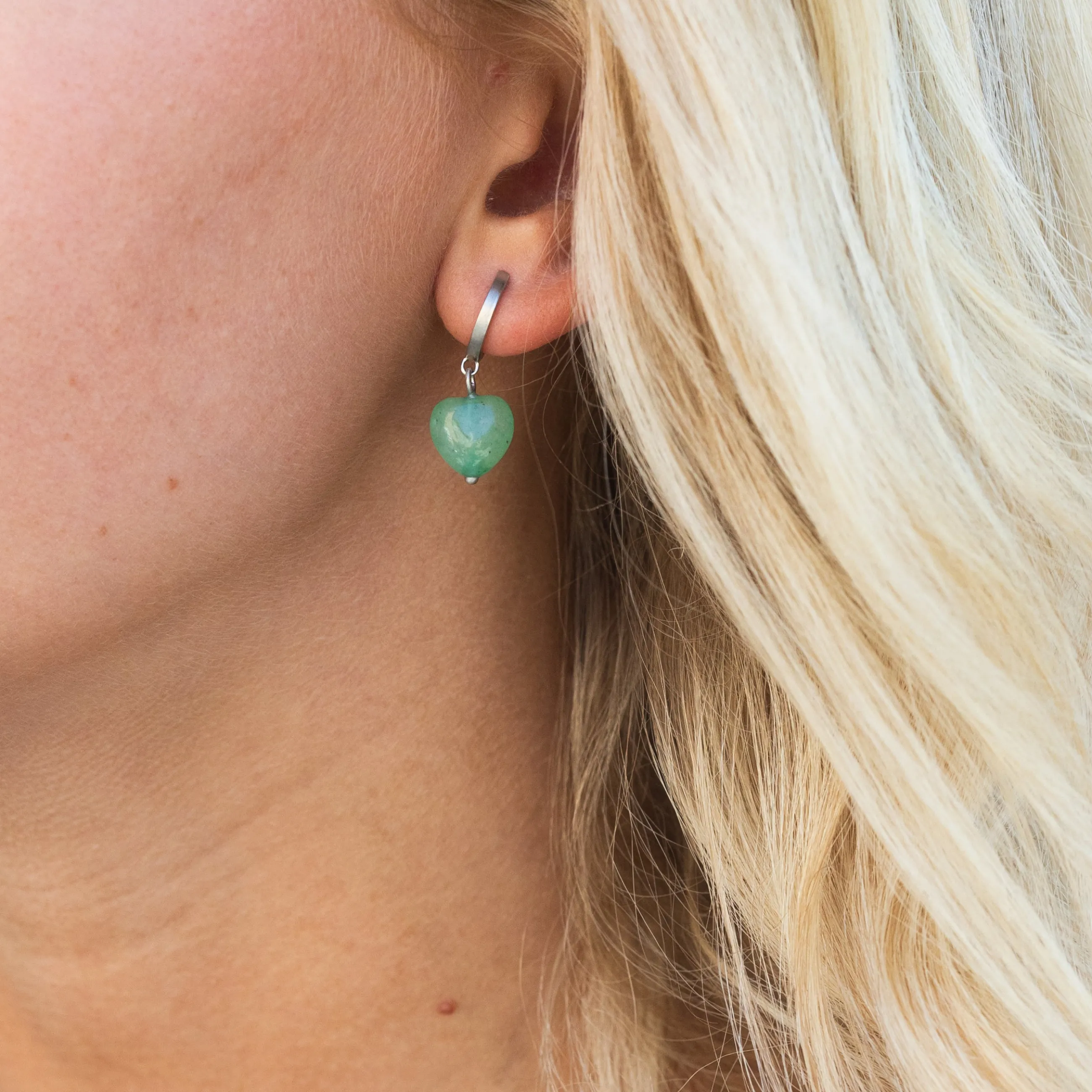 byBiehl® Danmark Soft Heart Hoop Green Sterling sølv / Grøn agat Fashion