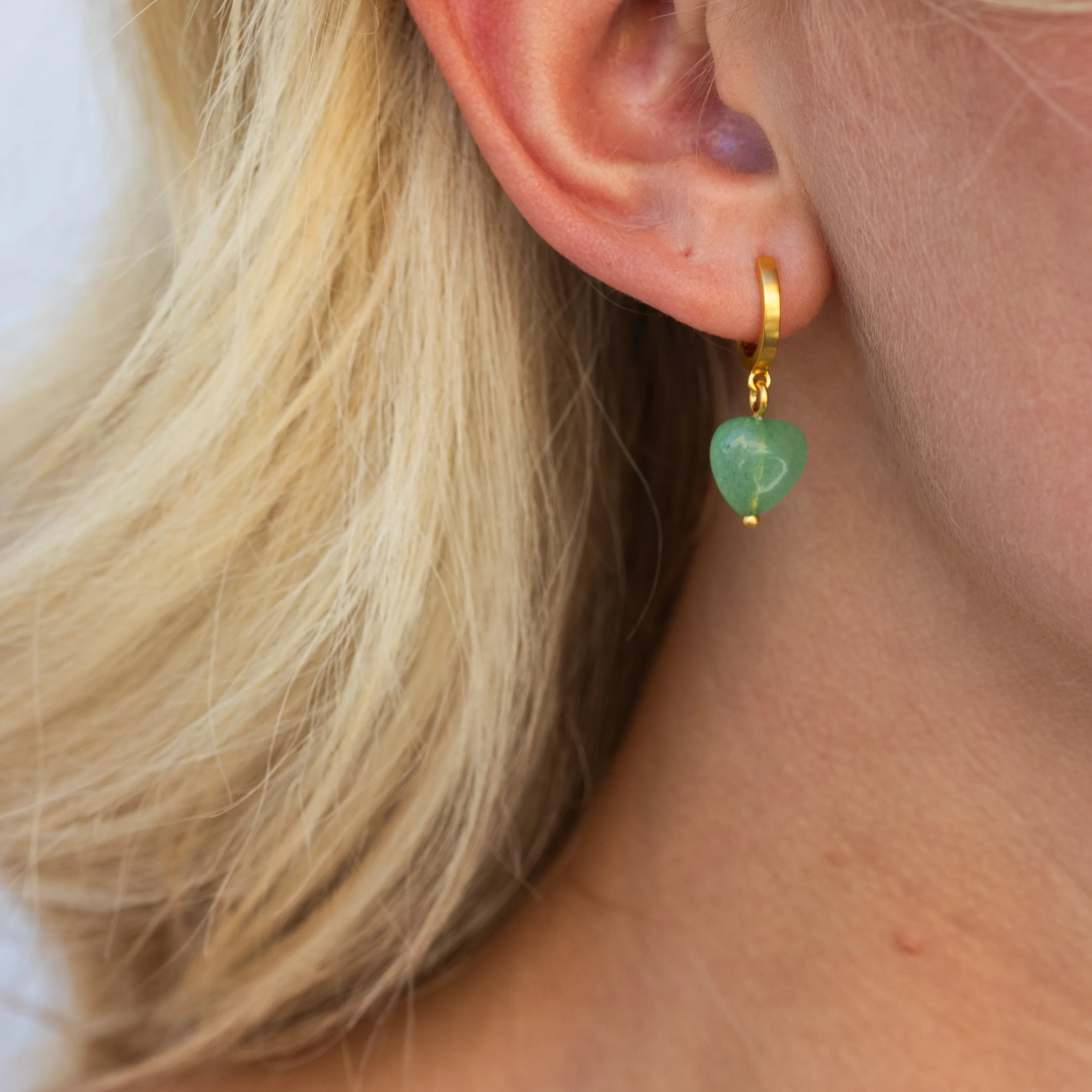 byBiehl® Danmark Soft Heart Hoop Green 14K Guldbelagt / Grøn agat Clearance