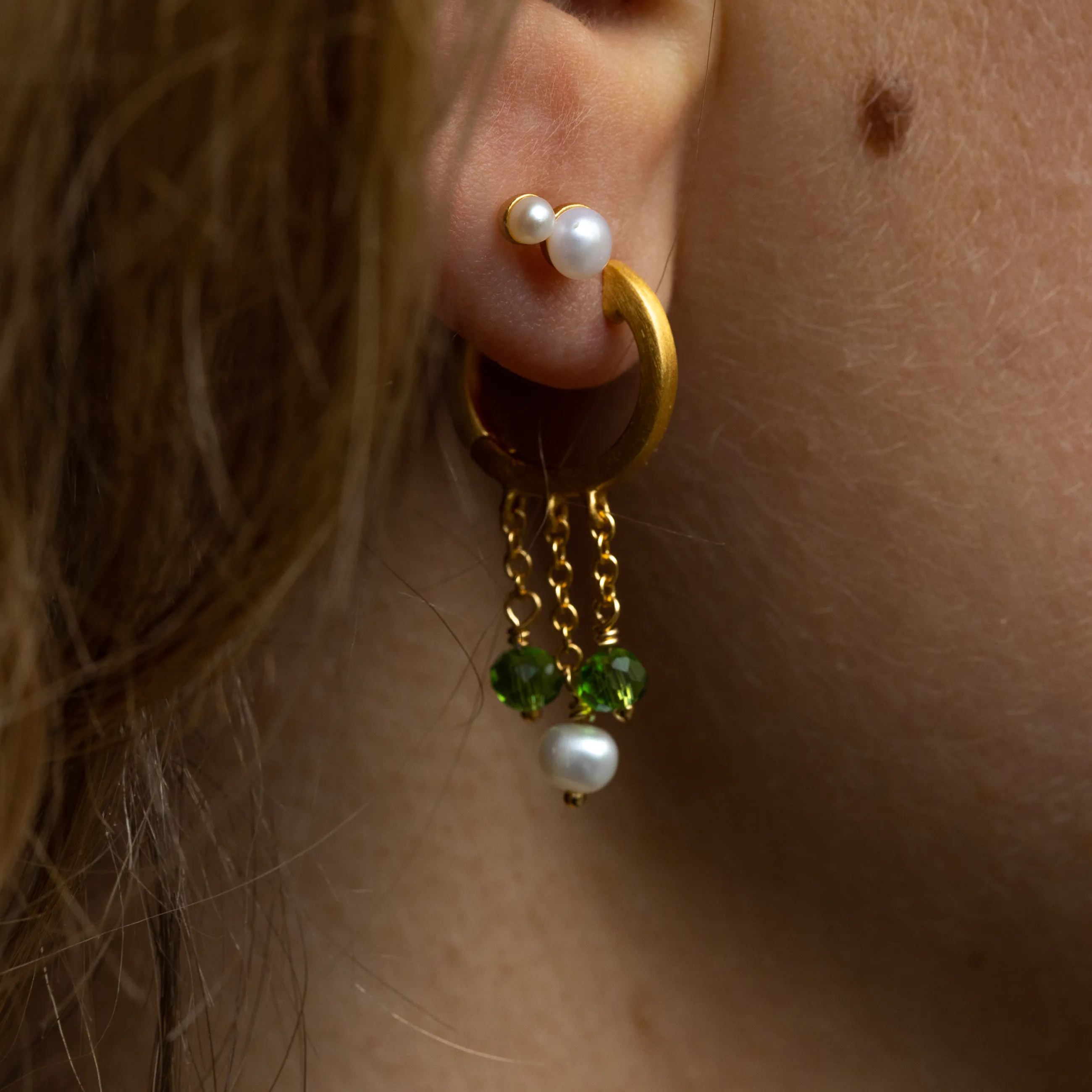 byBiehl® Danmark Tienne Hoop grøn 14K forgyldt sølv / Grøn Shop