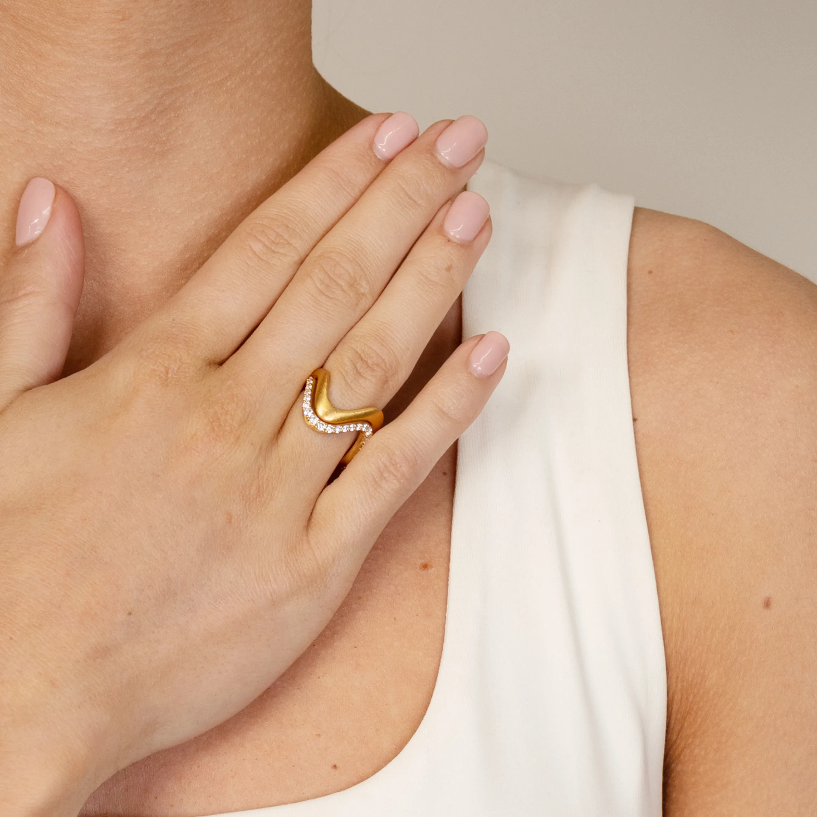 byBiehl® Danmark Wave Large ring 14K forgyldt sølv Sale