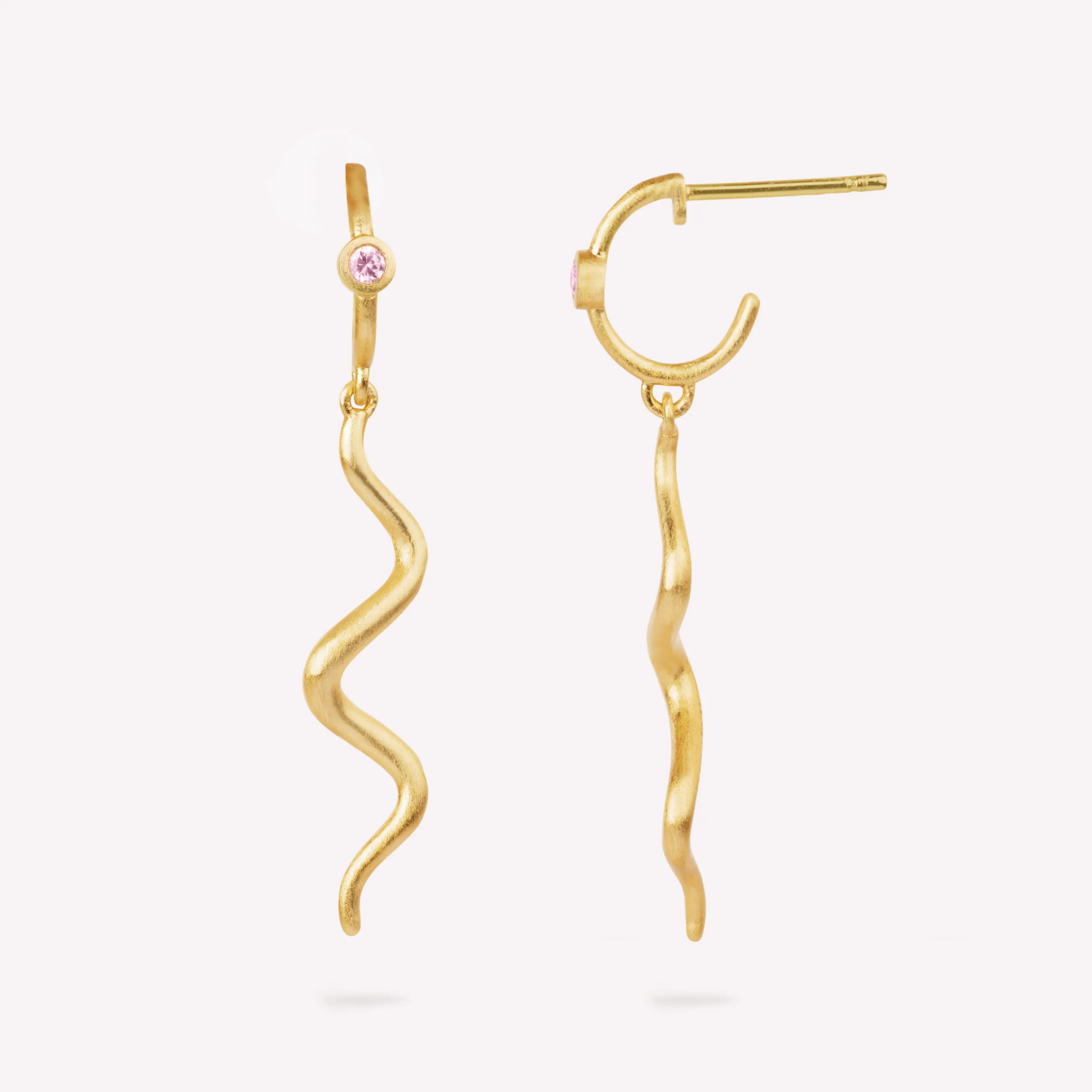 byBiehl® Danmark Wave Mini Hoop lyserød 14K forgyldt sølv / Pink Best Sale