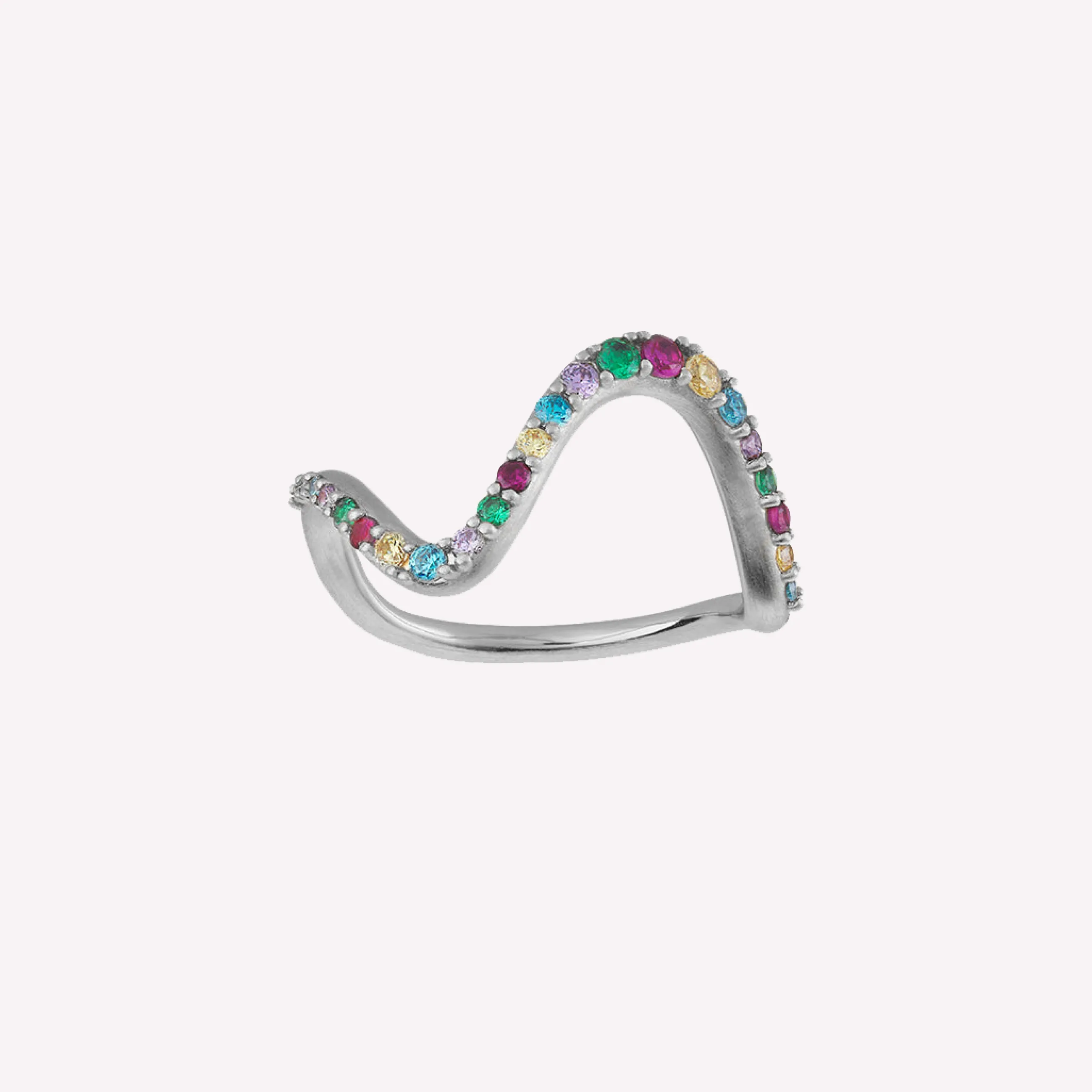 byBiehl® Danmark Wave Rainbow Large ring Sterling sølv / Zirkonia Sale