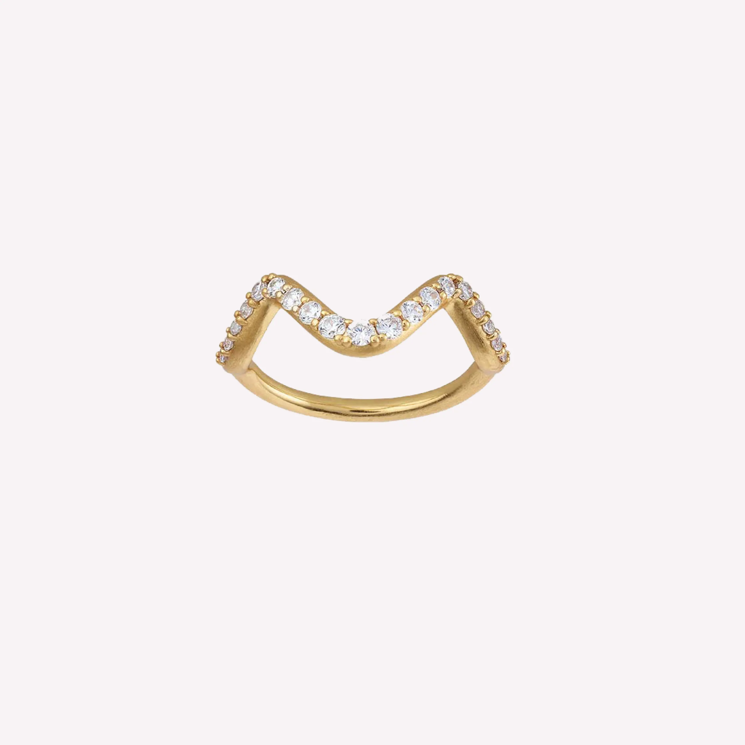 byBiehl® Danmark Wave Sparkle Small ring 14K forgyldt sølv / Zirkonia New
