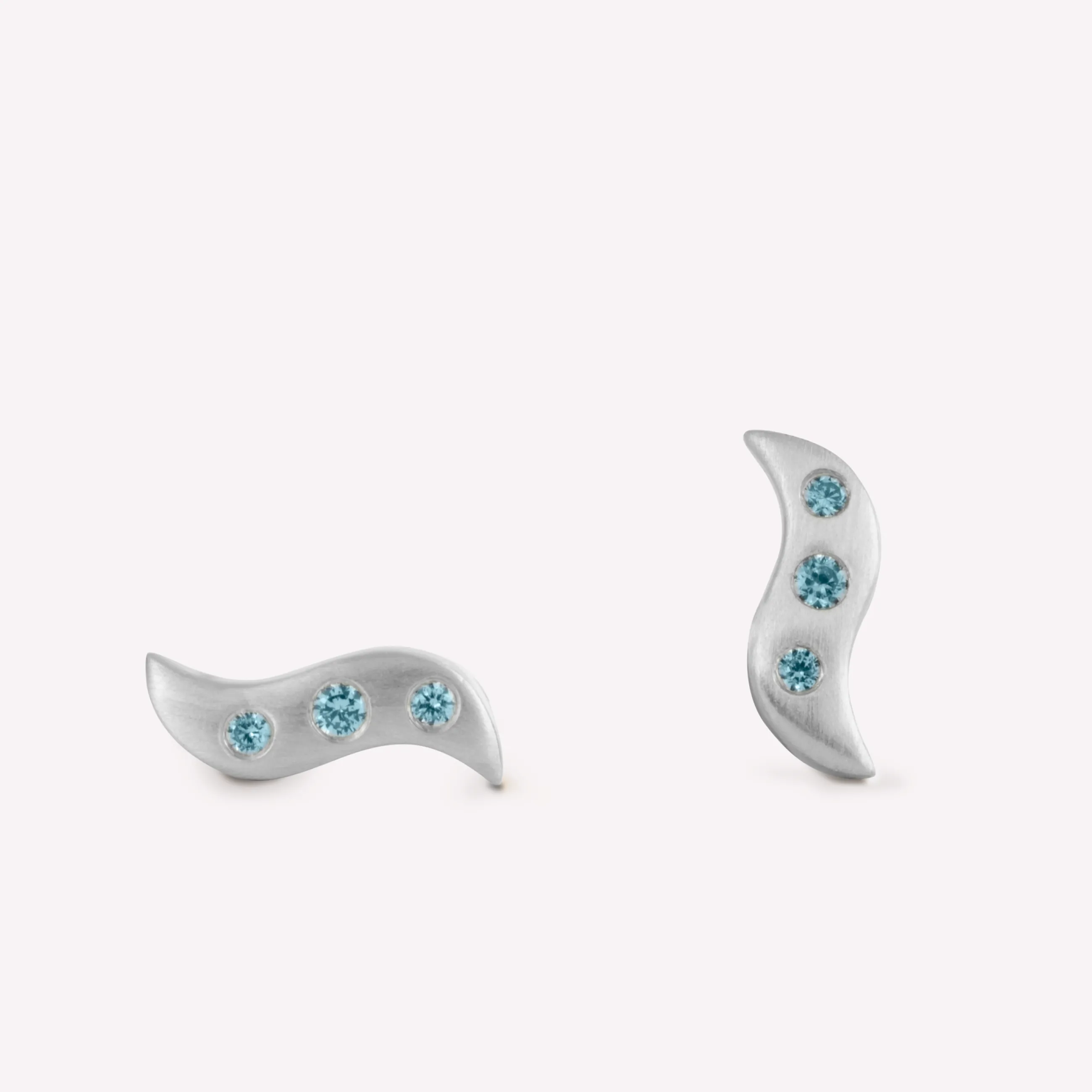 byBiehl® Danmark Wave Studs blå Sterling sølv / Blå zirkonia Flash Sale